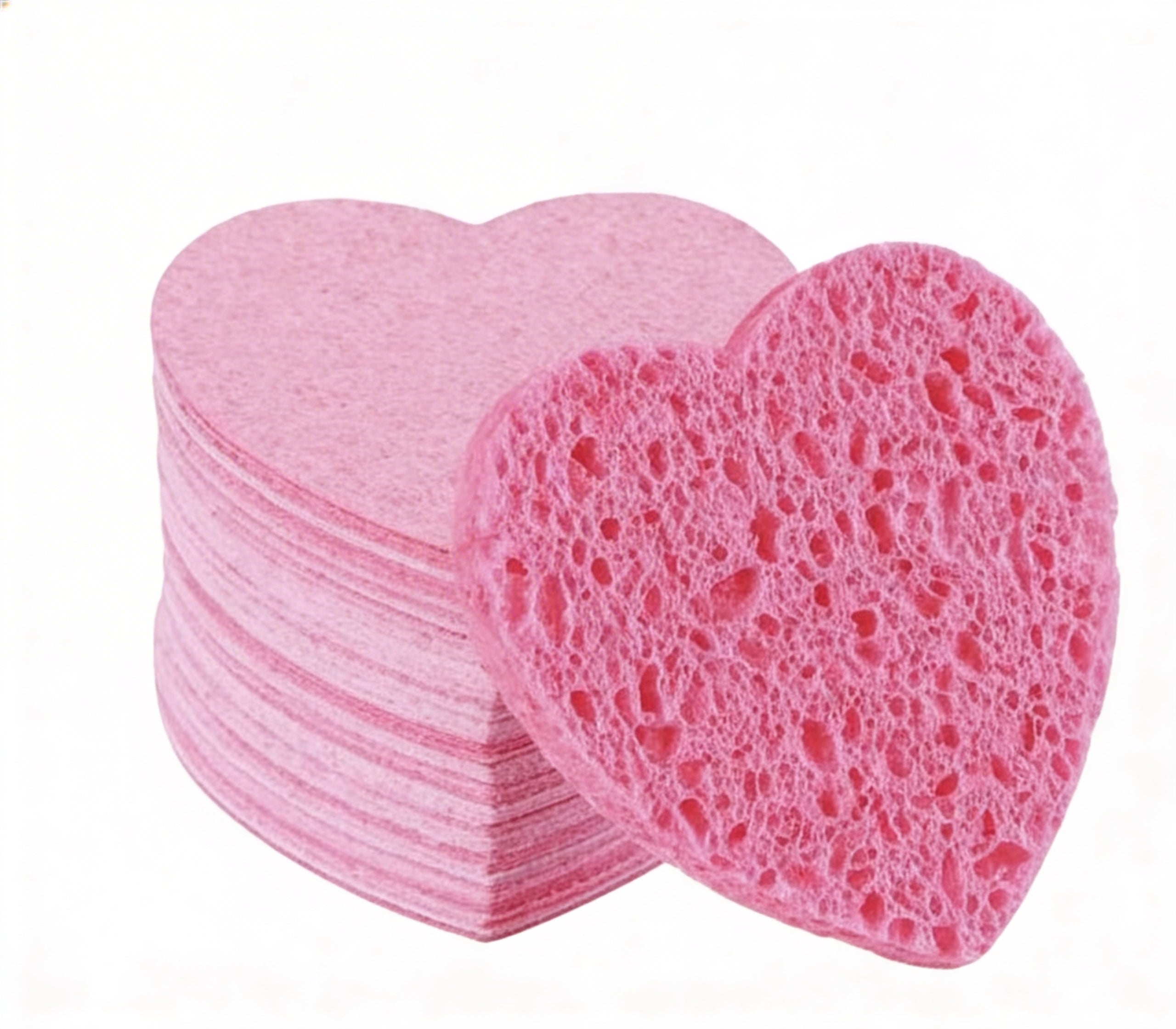 EPONGES FACIALES COMPRESSÉES EN FORME DE COEUR